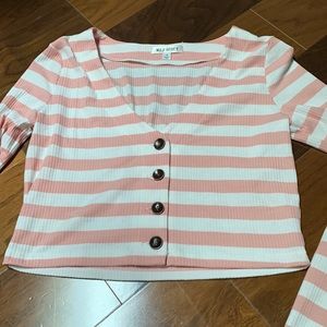 Striped long sleeve crop top